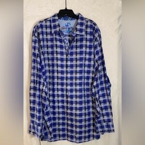 Robert Graham Men’s 3XLT Blue, Black and White Checkered Shirt
